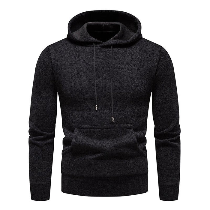 Men Casual Knitted Pullovers Hooded Sweatshirt