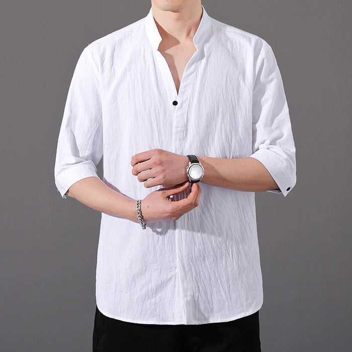 Men's Three Quarter Sleeve Cotton Visose Shirt