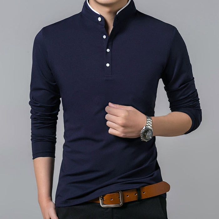 Men's Long Sleeve Stand Collar T-Shirt
