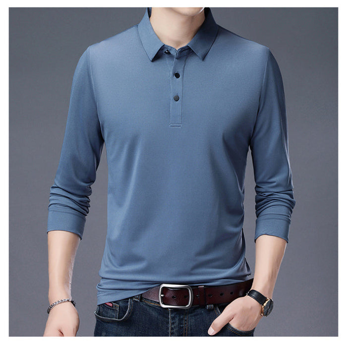 Men's Long Sleeve Solid Polo T-Shirt