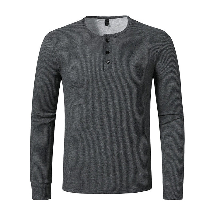 Men's Long Sleeve Henry Collar T-Shirt