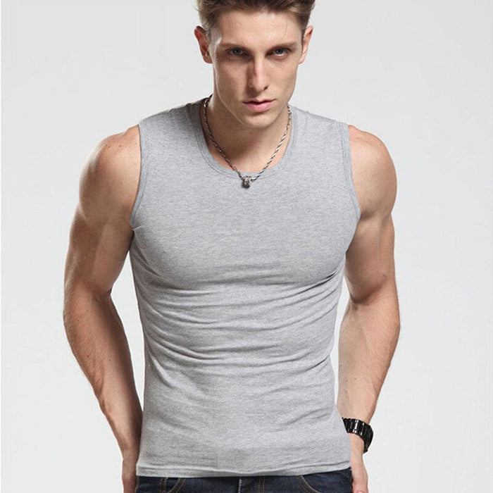Men's Cotton Solid Sleeveless Top Tank