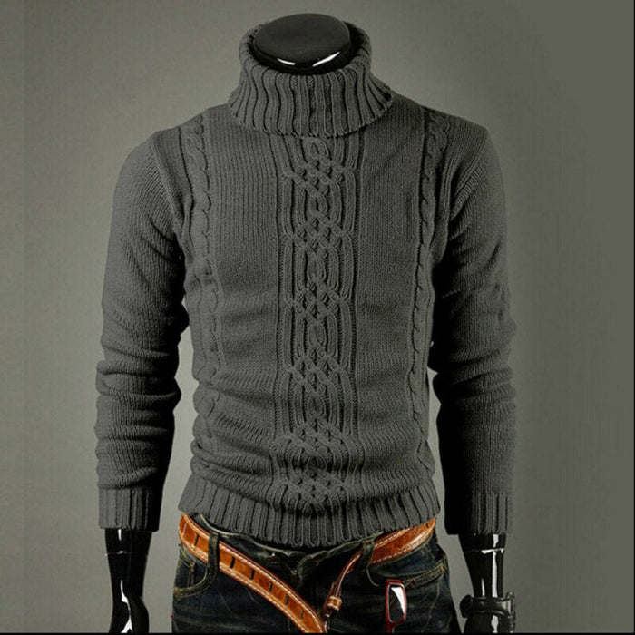 Men's Solid Knitted Pullover Sweater