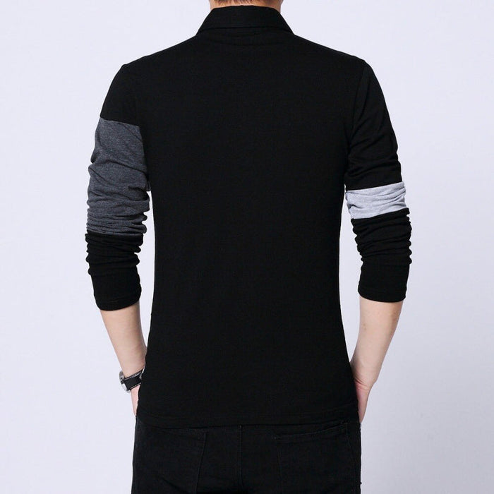 Men's Cotton Long Sleeve Patchwork T-Shirt