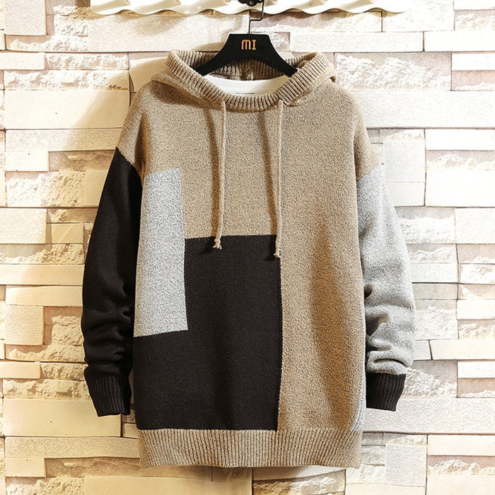 Men's Knitted Hooded Pullover Sweater