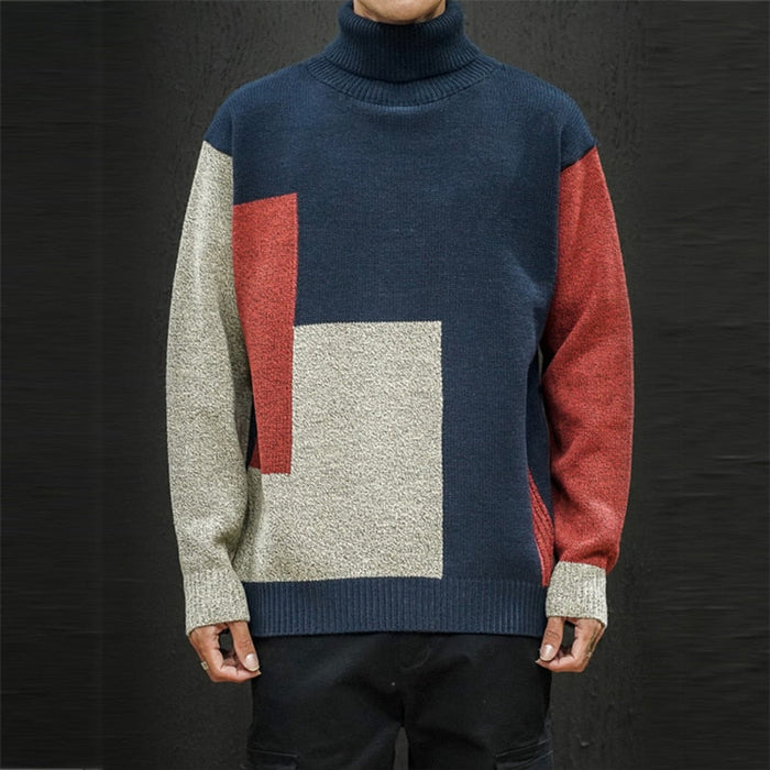 Men's Knitted Turtle Neck Pullover Sweater