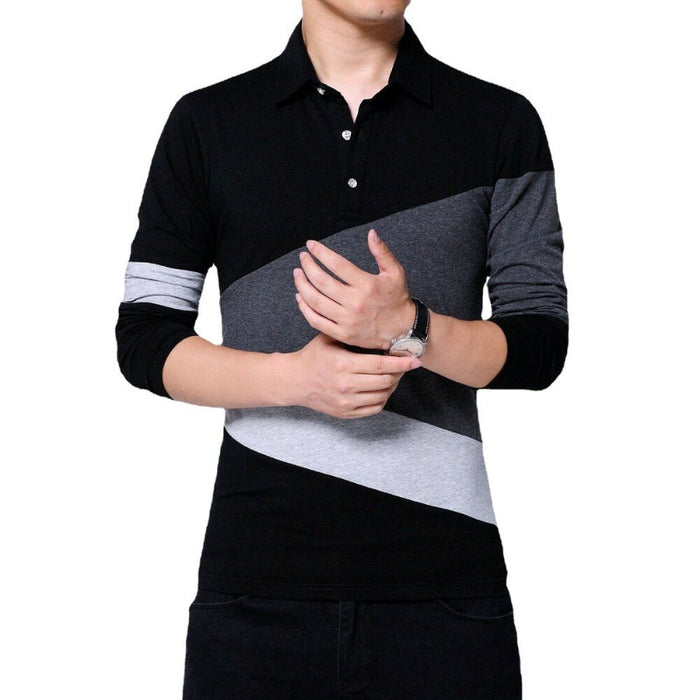 Men's Cotton Long Sleeve Patchwork T-Shirt