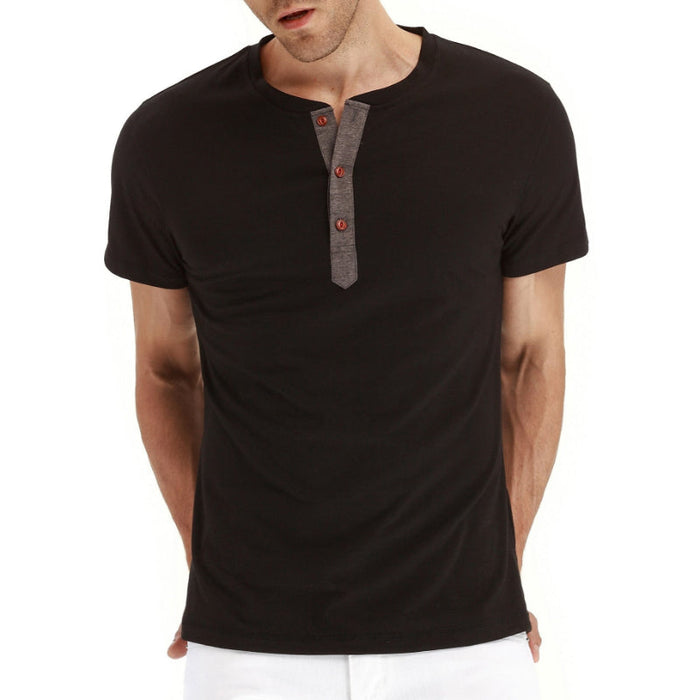 Men's Henry Collar Buttoned T-Shirt