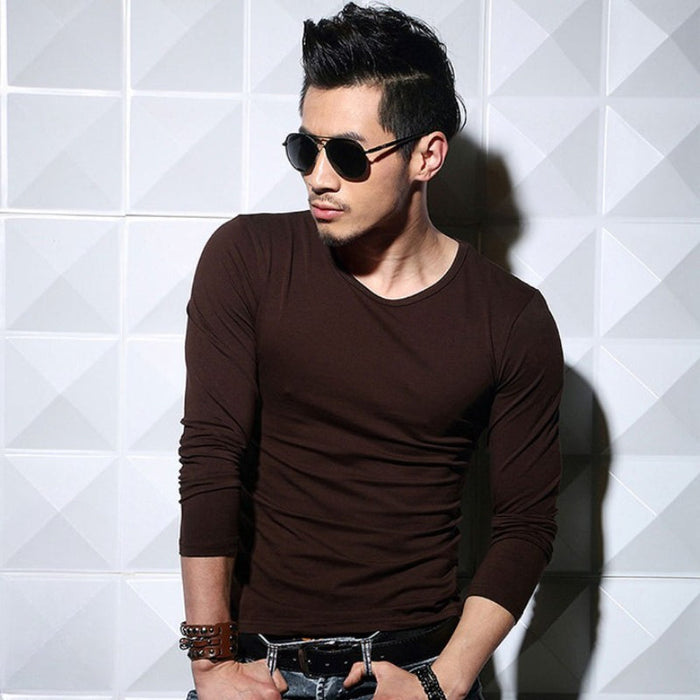 Men's Casual Solid Round Neck T-Shirt