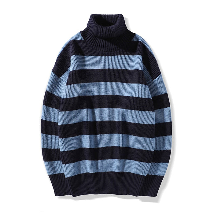 Men's Knitted Stripes Patterned Pullover Sweater