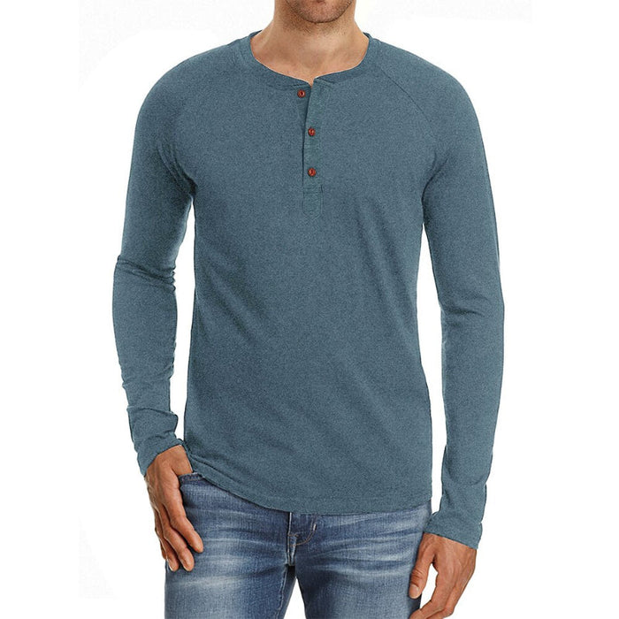 Men's Solid Cotton Henry Collar T-Shirt