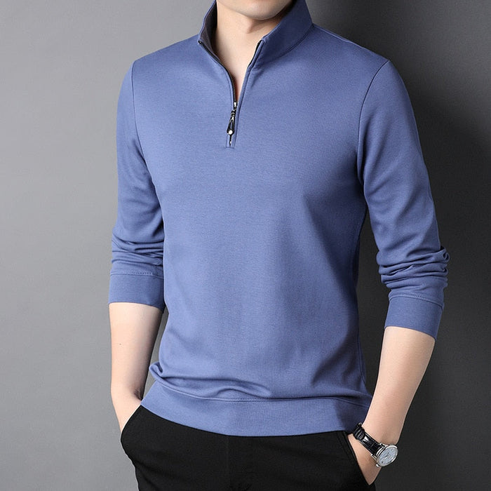 Men's Zipper Collar Solid T-Shirts