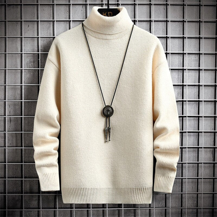 Men's Solid Turtle Neck Pullover Sweater