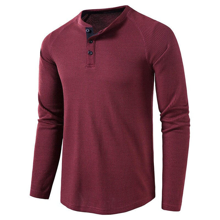 Men's Casual Long Sleeve Henley Collar T-Shirt