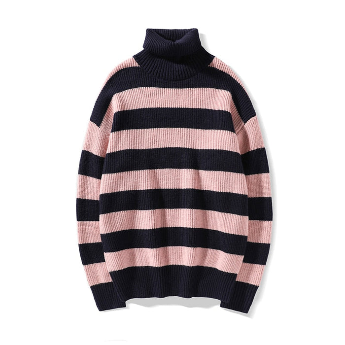 Men's Knitted Stripes Patterned Pullover Sweater