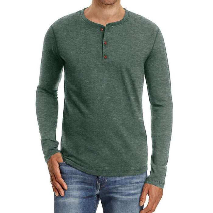 Men's Solid Cotton Henry Collar T-Shirt
