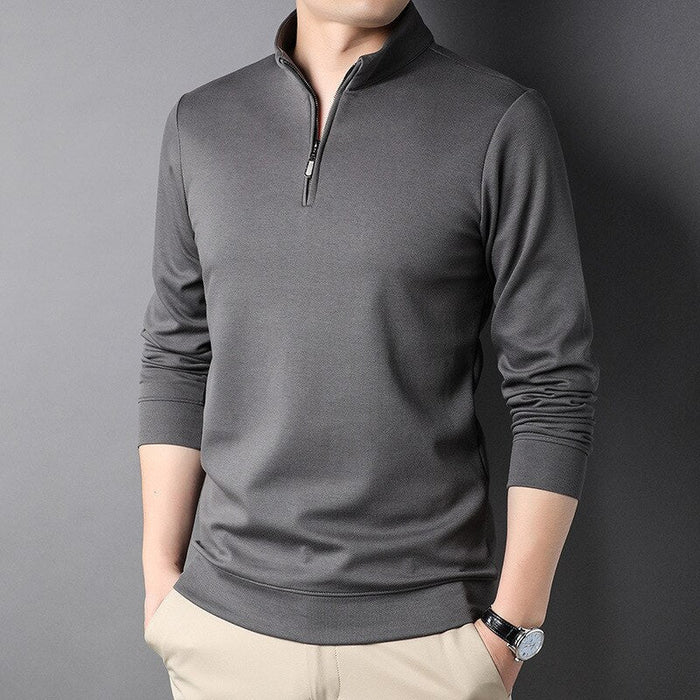Men's Zipper Collar Solid T-Shirts