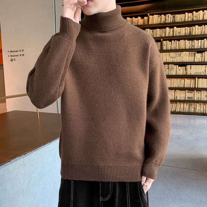 Men's Loose Knitted Turtleneck Pullover Sweater