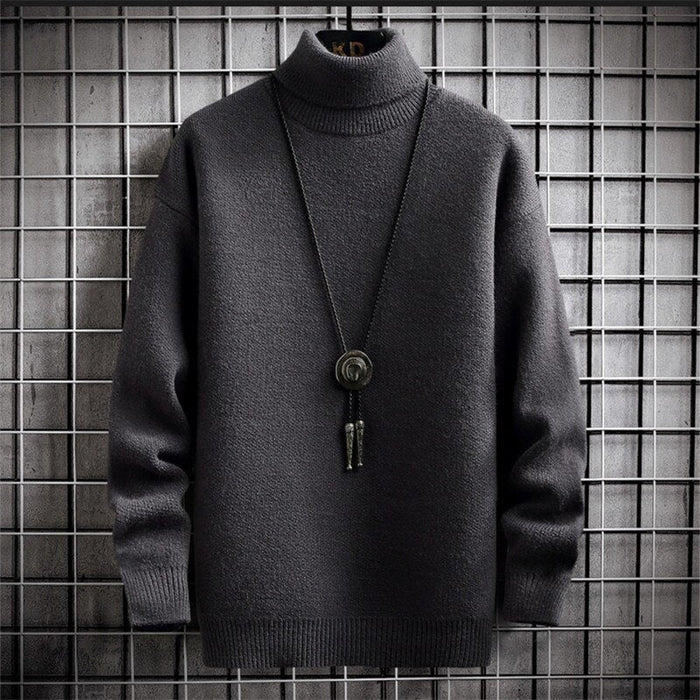 Men's Solid Turtle Neck Pullover Sweater